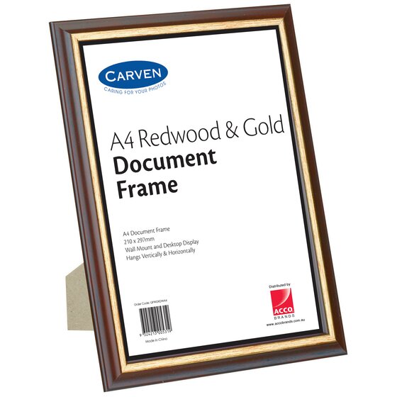 Carven Document Frame REDWOOD/GOLD A4