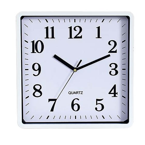 Carven Clock 250MM Square White Frame