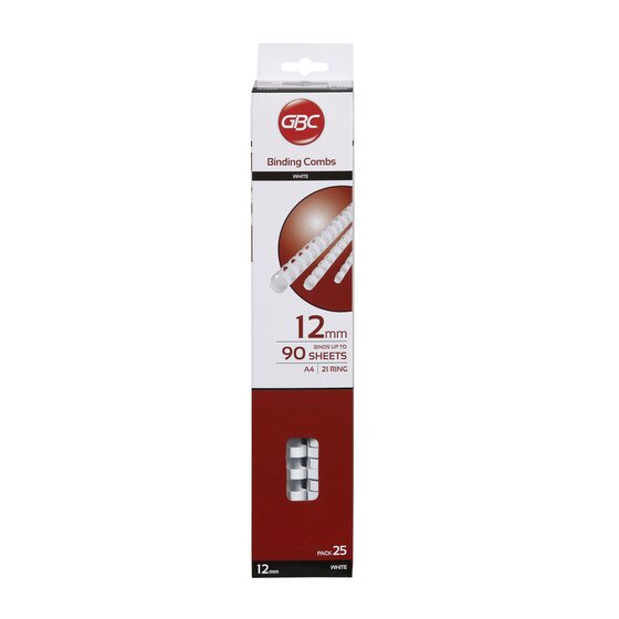 Gbc Binding Comb 12MM White Pack 25
