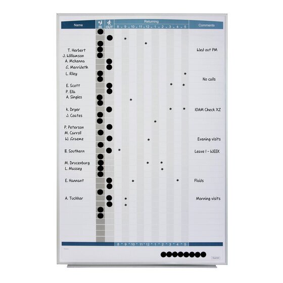Quartet Planner Board Matrix IN/OUT 580X865MM