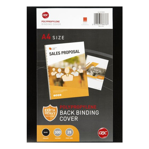 Gbc Binding Cover A4 Polycover Black Pack 25