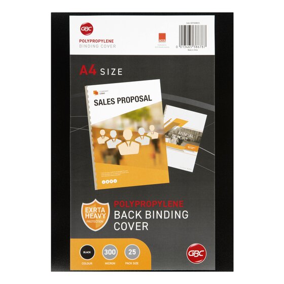 Gbc Binding Cover A4 Polycover Black Pack 25