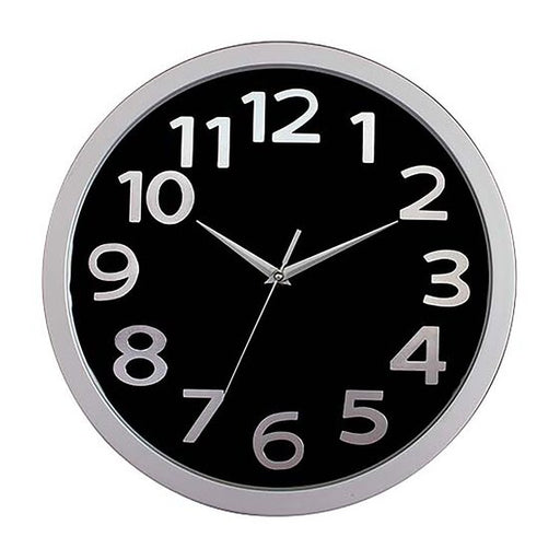 Carven Clock 330MM Silver Rim Black Face