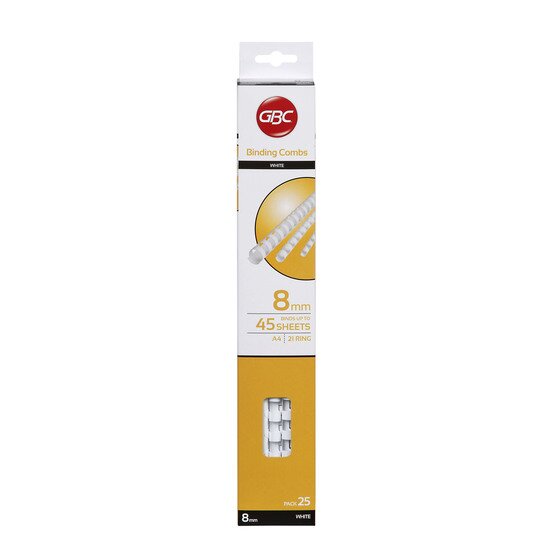 Gbc Binding Comb 8MM White Pack 25