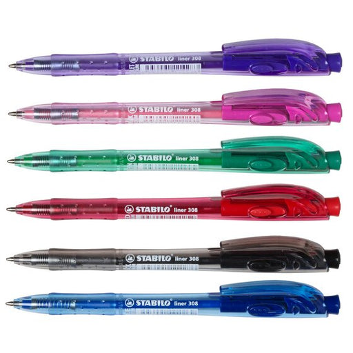 Stabilo 308 Liner Retractable Ballpoint Pen Medium Violet Box 10
