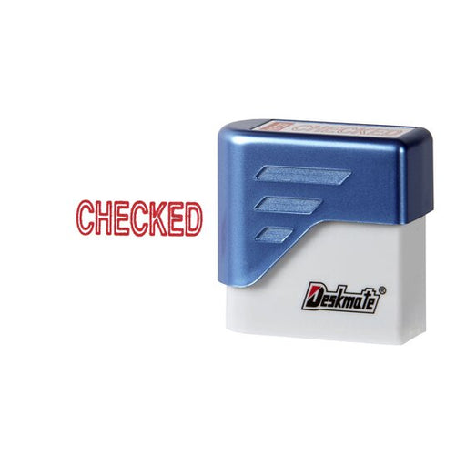 Deskmate Pre-inked Office Stamp Checked Red