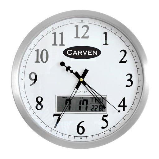 Carven Clock 350MM Aluminium Frame with Lcd Date