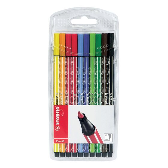 Stabilo Pen 68 Fibre Tip Pen Asstd Wallet 10