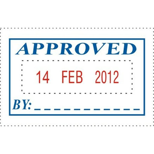 Deskmate Self-inking Dater Stamp Approved & Date BLUE/RED