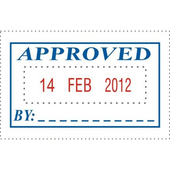 Deskmate Self-inking Dater Stamp Approved & Date BLUE/RED