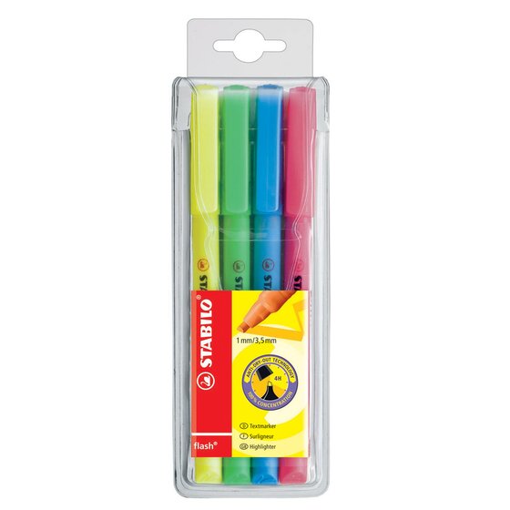 Stabilo Flash Highlighter Asstd Wallet 4
