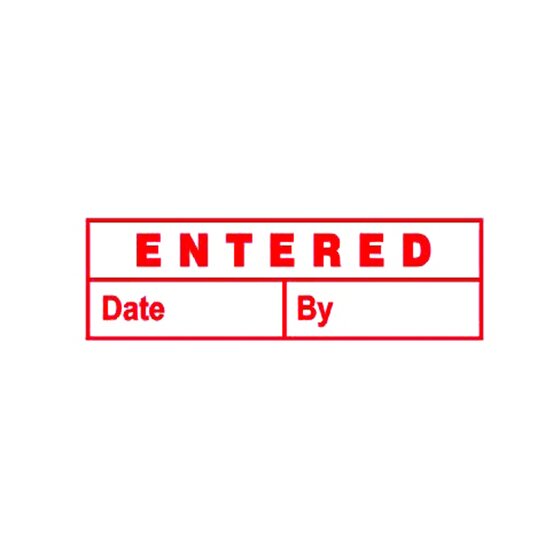 Deskmate Pre-inked Office Stamp Entered (date & By) Red