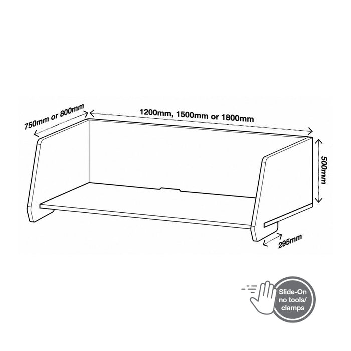SANA Serenity Desk Screen 24mm Sit-Stand Slider Surround 1500 x 750 x 500mm