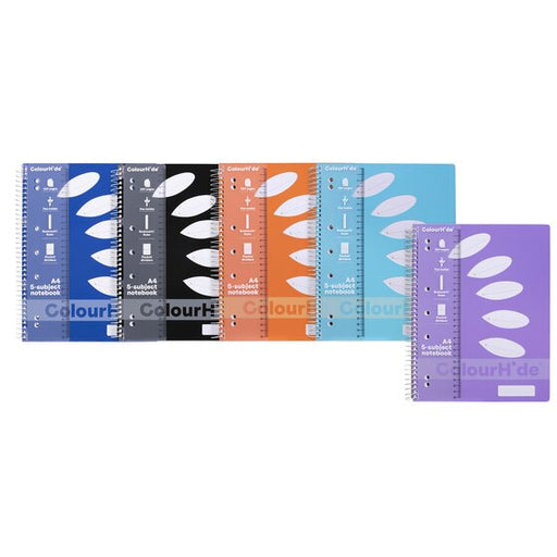 Colourhide 5 Subject Book A4 250PAGE Assorted
