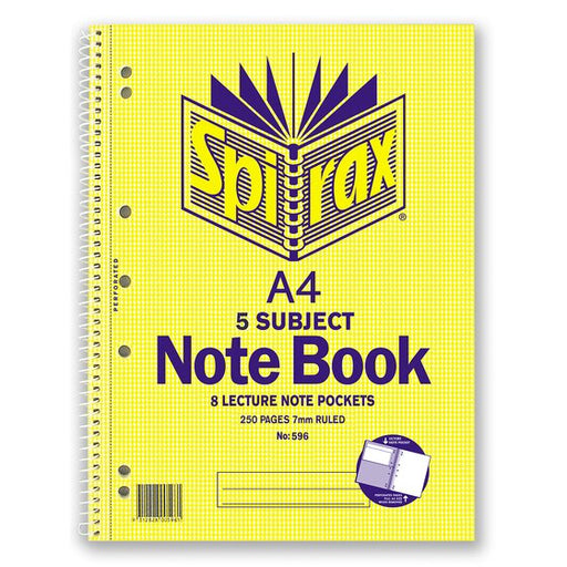 Spirax 596 5 Subject Notebook A4 250 Page