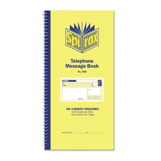Spirax 550 Telephone Message Book 279X144MM