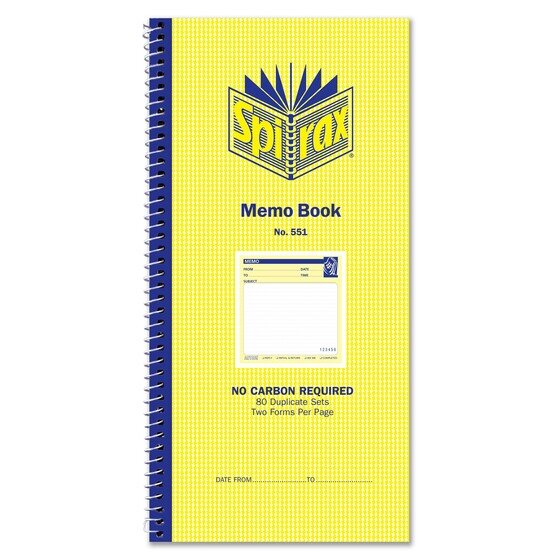Spirax 551 Memo Book 279X144MM