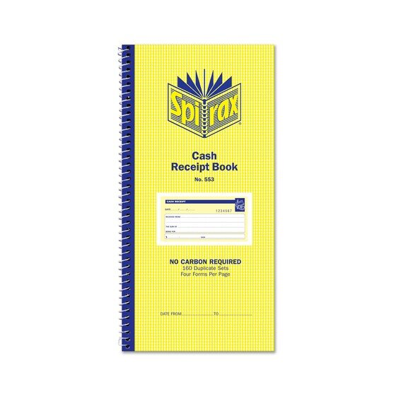 Spirax 553 Cash Receipt Book 279X144MM
