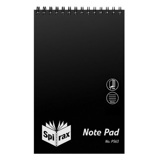 Spirax P563 Notebook Reporters 200x127mm 100 Page Black