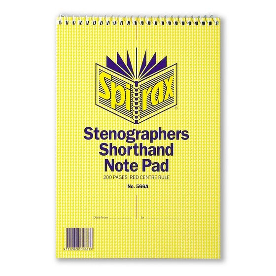 Spirax 566A Notebook Stenographers 225X152MM 200 Page T/O