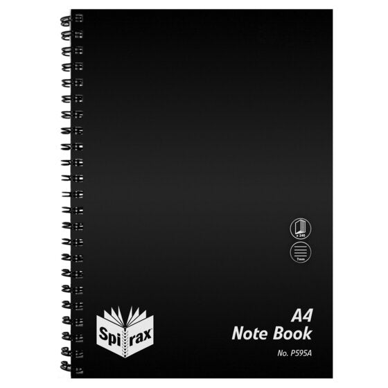 Spirax P595A PP Notebook A4 240 Page Black S/O