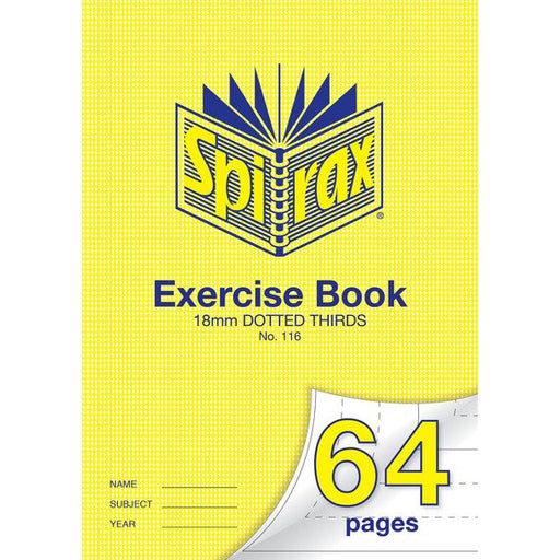 Spirax 116 Exercise Book 64 Page A4 18MM Dotted Thirds