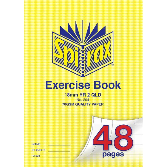 Spirax 204 Exercsie Book A4 18MM Ruled Year 2 48PAGE