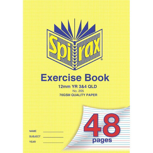 Spirax 205 Exercise Book A4 12MM Ruled Year 3&4 48PAGE