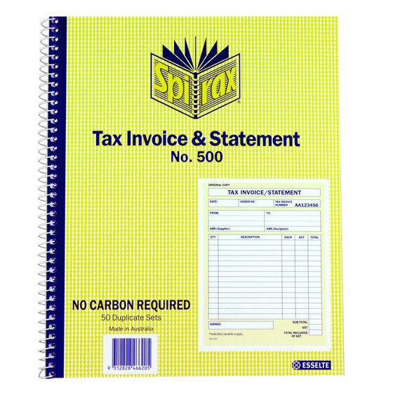 Spirax 500 Tax Invoice & Statement Book Quarto 250X200MM