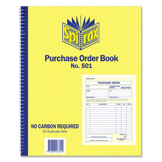 Spirax 501 Purchase Order Book Quarto 250X200MM