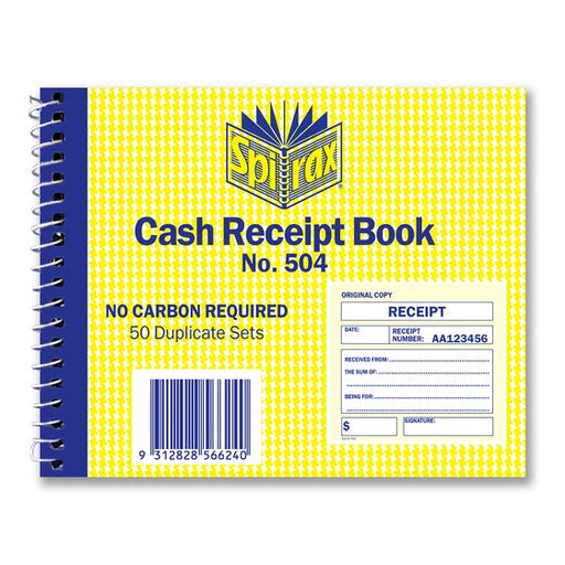 Spirax 504 Cash Receipt Book 102X127MM