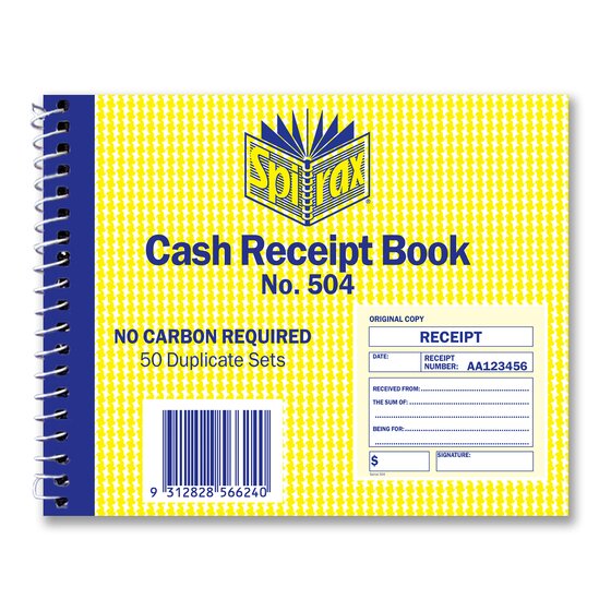 Spirax 504 Cash Receipt Book 102X127MM