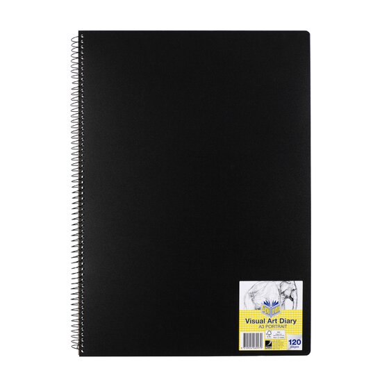 Spirax P703 PP Visual Art Diary A3 120 Page Black S/O