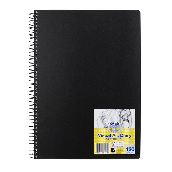 Spirax P704 PP Visual Art Diary A4 120 Page Black S/O