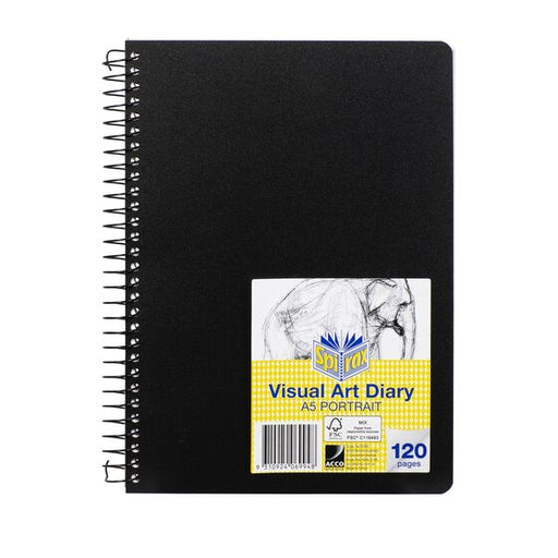 Spirax P705 PP Visual Art Diary A5 120 Page Black S/O