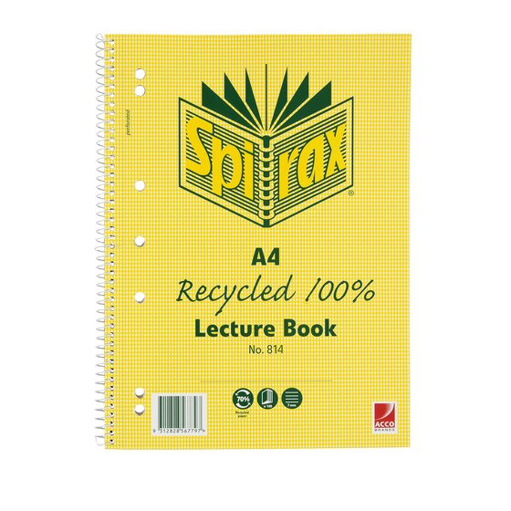 Spirax 814 Recycled Lecture Book A4 140 Page