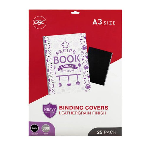 Gbc Binding Cover A3 L/GRAIN Black Pack 25