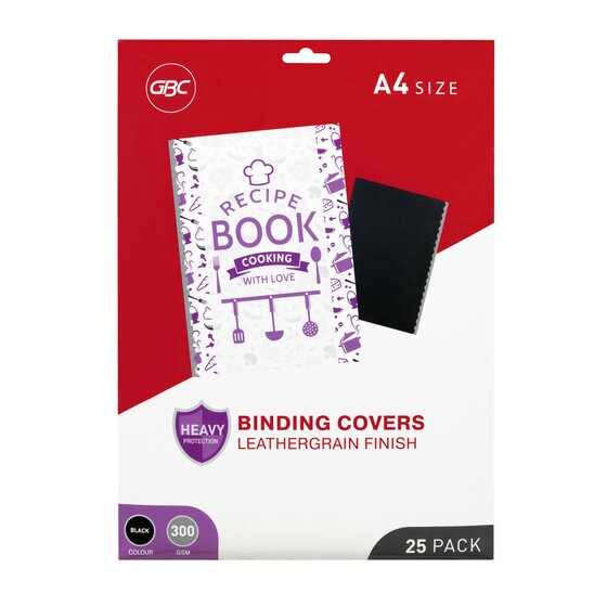 Gbc Binding Cover A4 L/GRAIN Black Pack 25