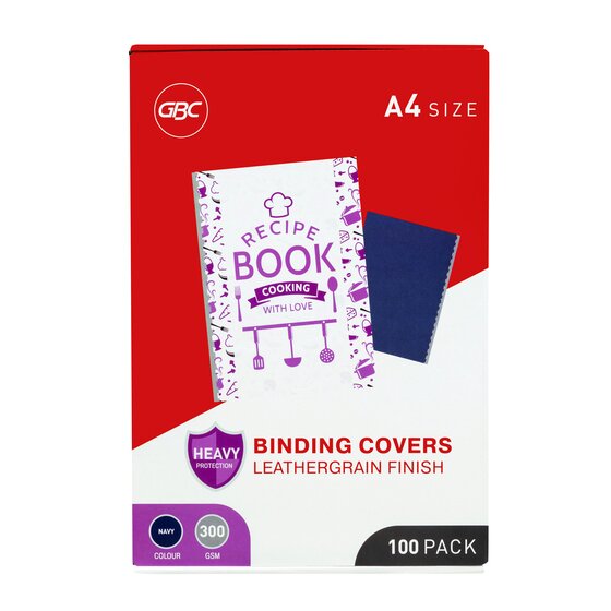 Gbc Binding Cover A4 L/GRAIN Navy Pack 100
