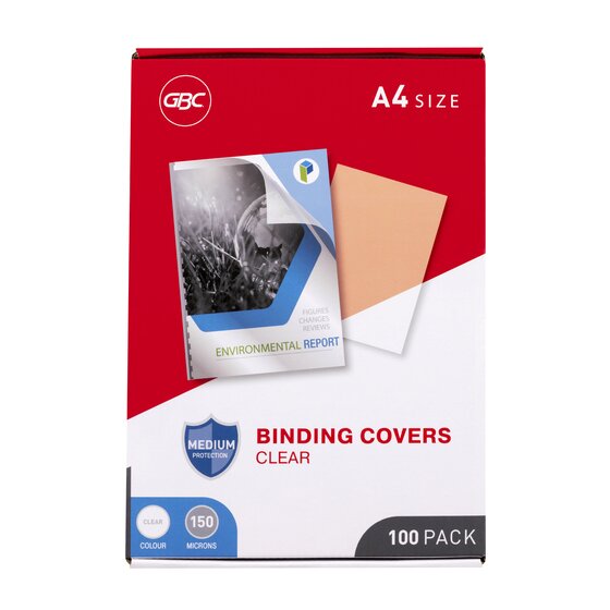 Gbc Binding Cover A4 150 Micron Clear Pack 100