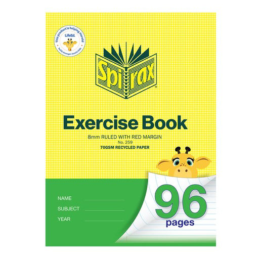 Spirax Recycled Exercise Book A4 96PG 8MM