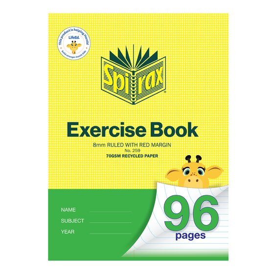 Spirax Recycled Exercise Book A4 96PG 8MM