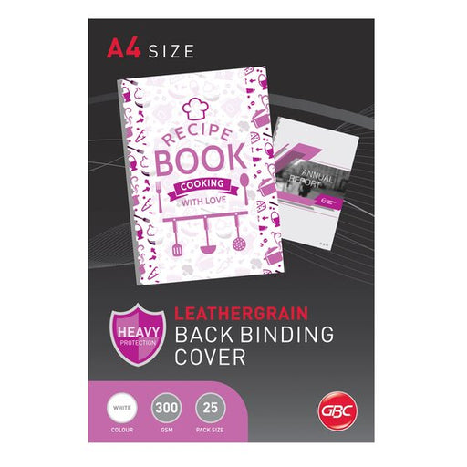 Gbc Binding Cover A4 L/GRAIN White Pack 25