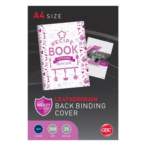 Gbc Binding Cover A4 L/GRAIN Navy Pack 25