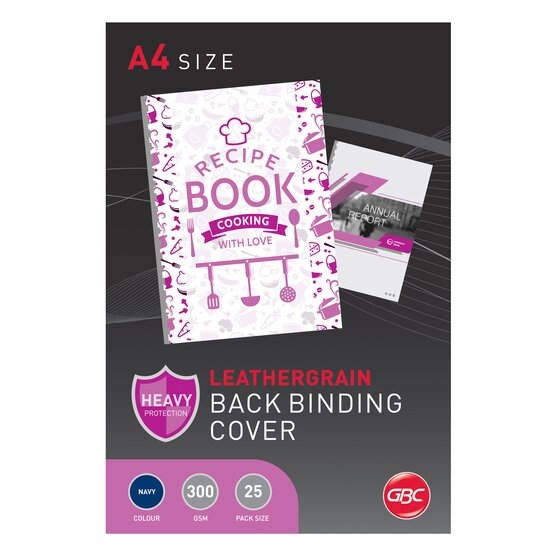 Gbc Binding Cover A4 L/GRAIN Navy Pack 25
