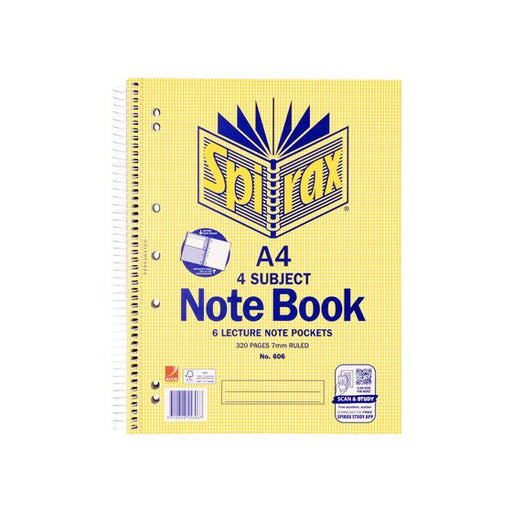 Spirax 606 4 Subject Notebook A4 320 Page