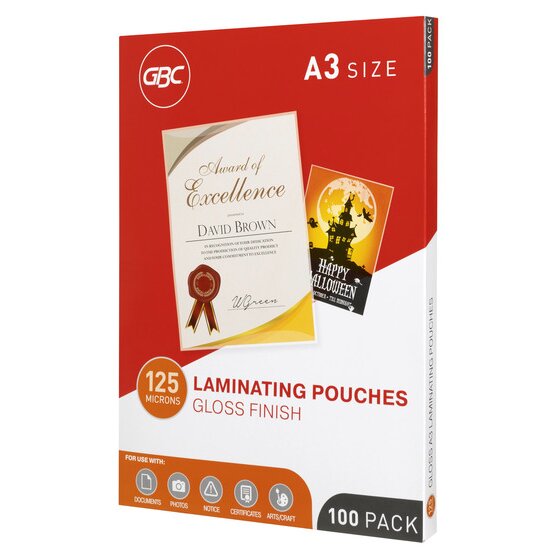 Gbc Laminating Pouch A3 125 Micron Pack 100