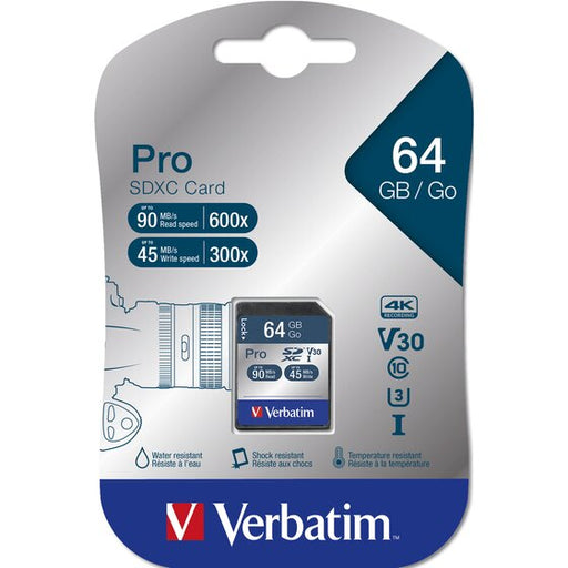 Verbatim Pro 64GB Sdhc Card Class 10 (uhs-i)