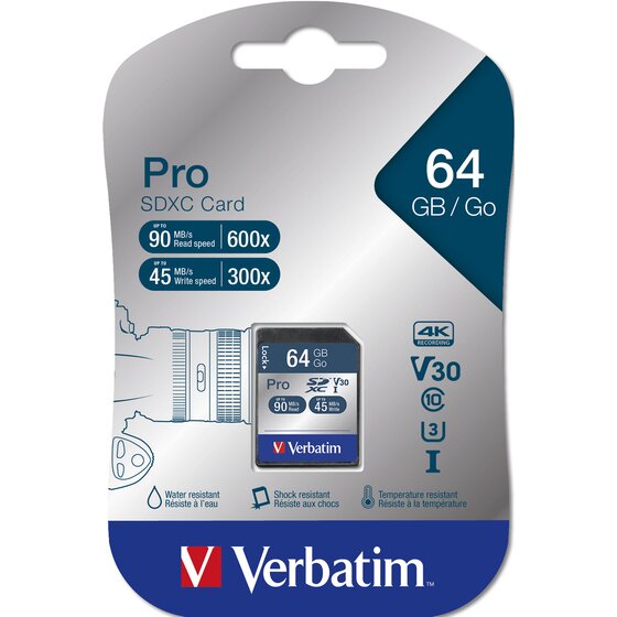 Verbatim Pro 64GB Sdhc Card Class 10 (uhs-i)