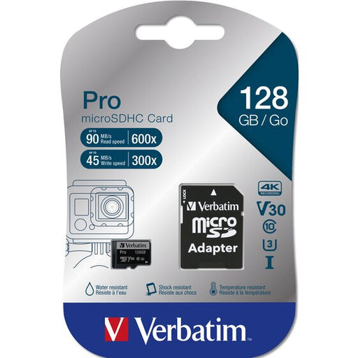Verbatim Pro 128GB Micro Sdxc Card Class 10 (UHS-3 Ad)